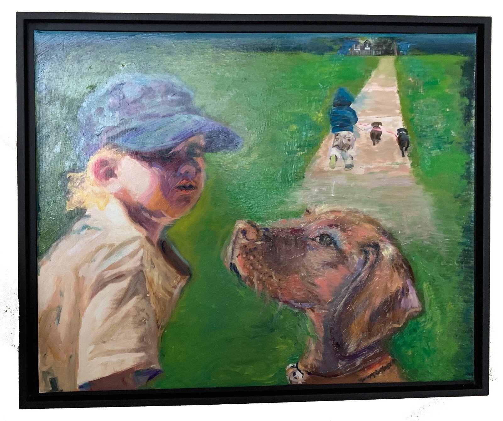 A Boy and His Dog, Original Oil Paintings, by Van Ness