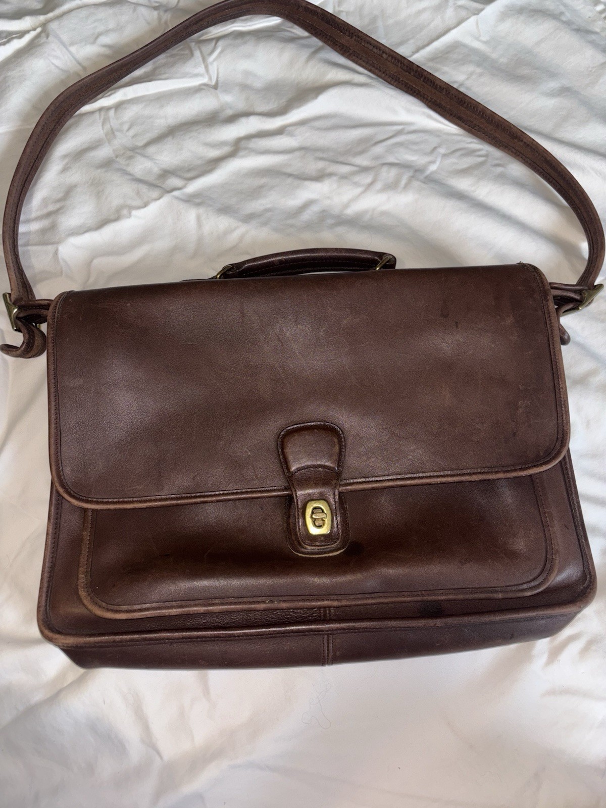 Vintage 1998 Coach Metropolitan Briefcase 5180 Brown Leather Bag w/ Strap