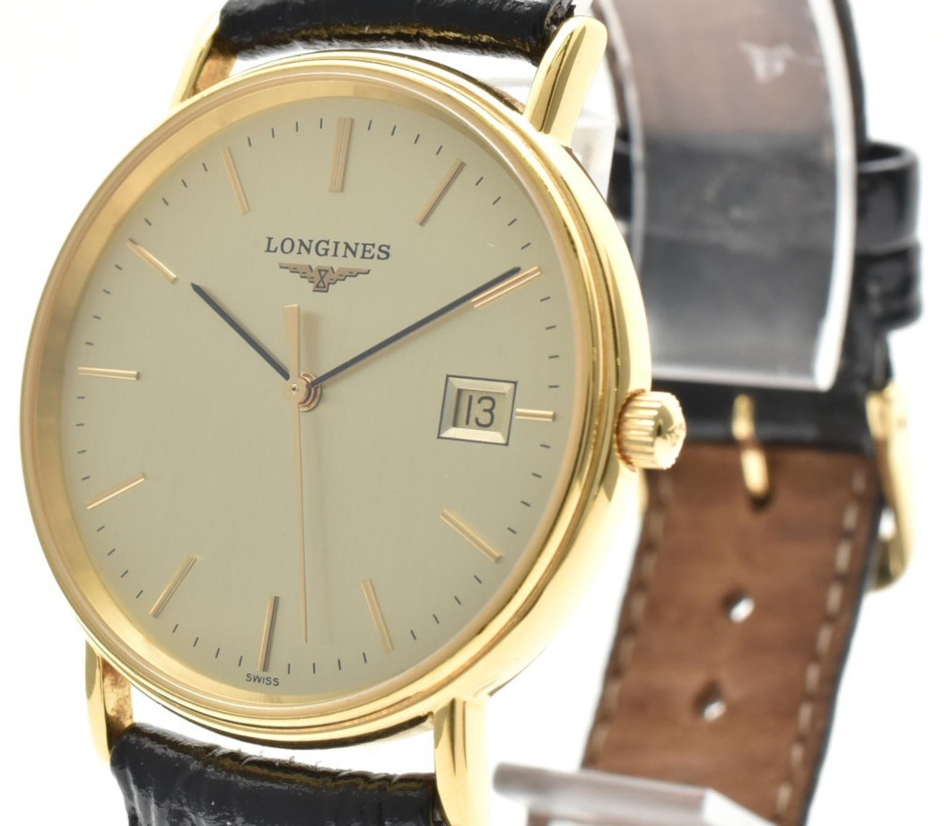 【SALE】 LONGINES L4.720.2 Grand Classic Quartz Mens Watch 33mm Gold Dial Swiss