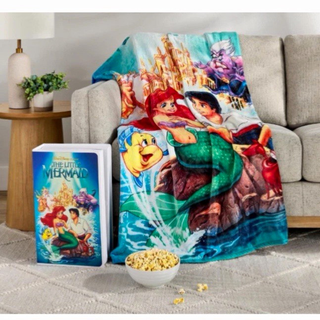 Disney The Little Mermaid Throw Blanket Ariel Flounder Ursula 50 x 70 in