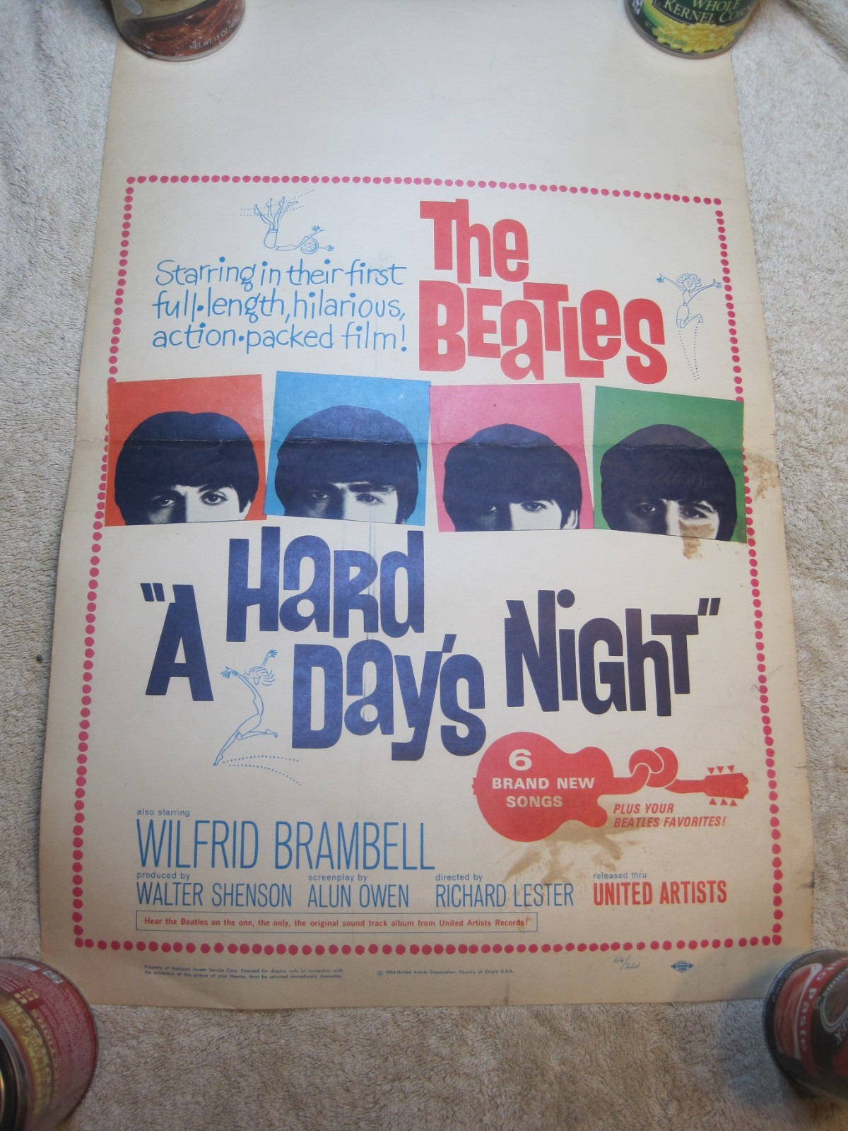 Vintage The Beatles A Hard Days Night Movie Window Card Vintage The Beatles A Hard Days Night Movie Window Card