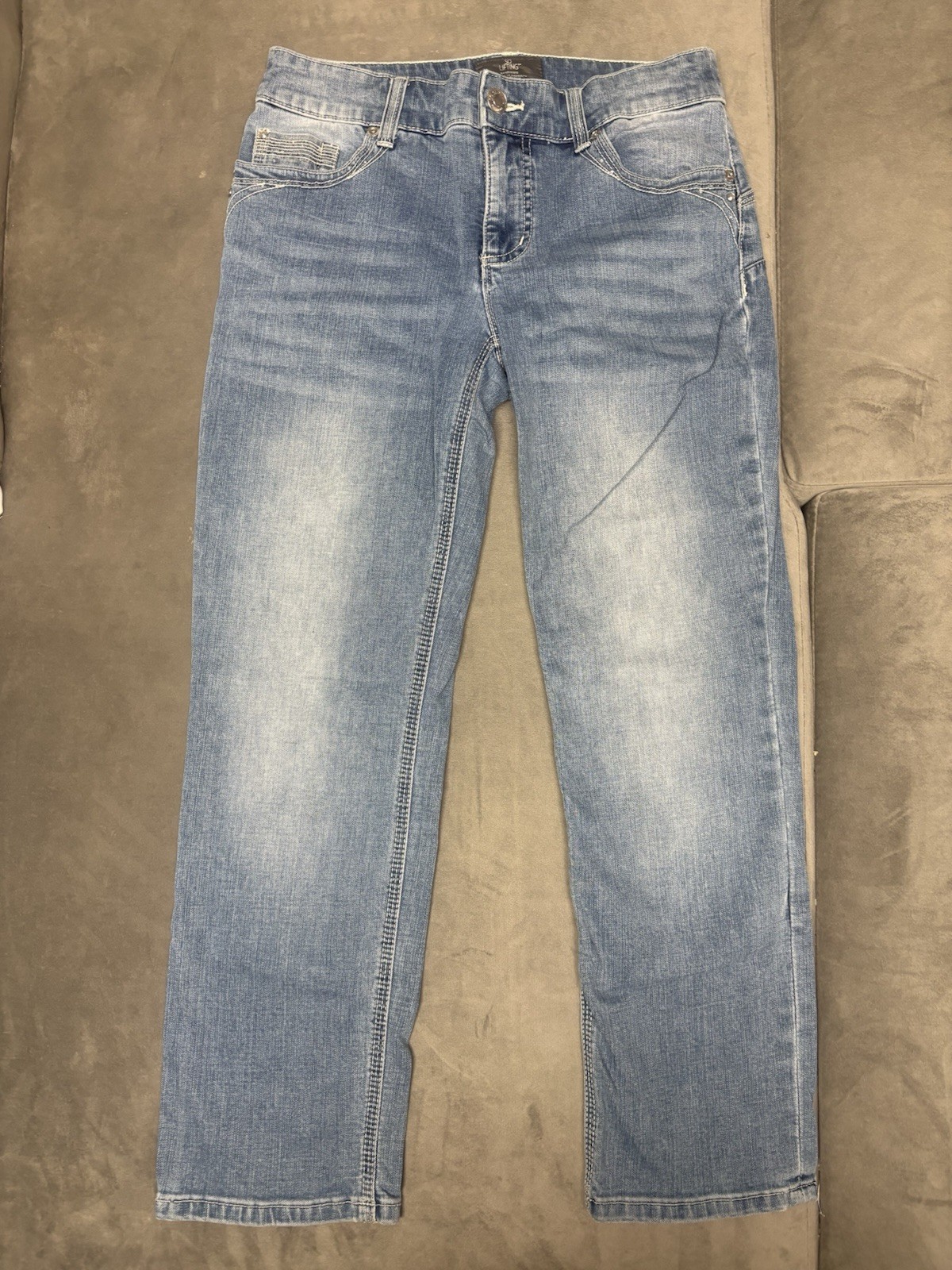 Chico\'s So Slimming Women’s Girlfriend Slim Cropped Jeans Blue Light Wash