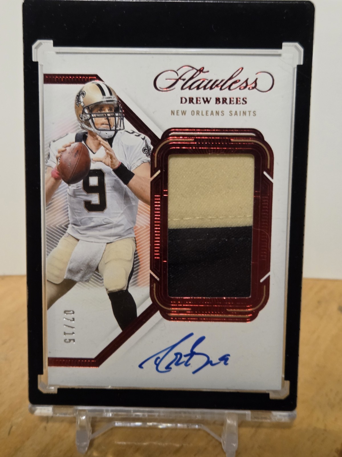 Drew Brees 2023 Panini Flawless Ruby Patch Auto #7/15 HOF Saints Drew Brees 2023 Panini Flawless Ruby Patch Auto #7/15 HOF Saints