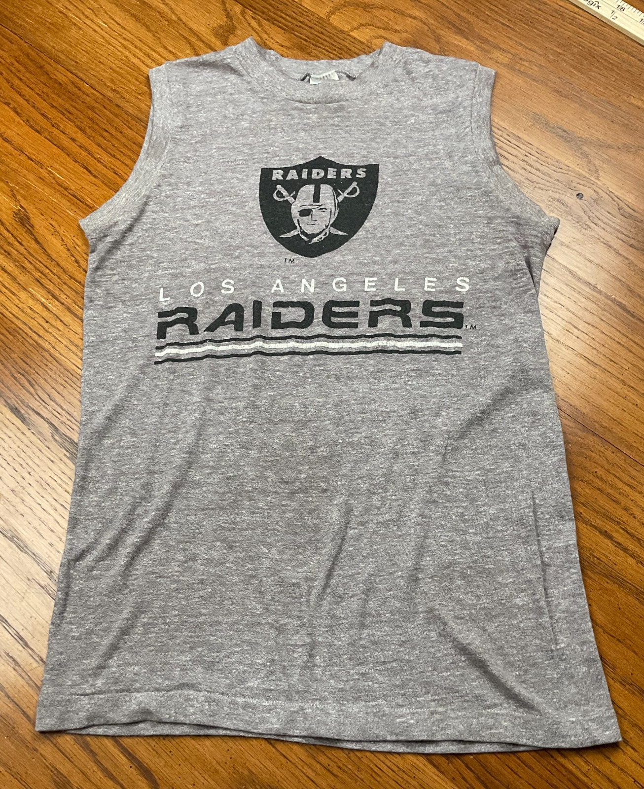 Vintage Men\'s Champion LOS ANGELES RAIDERS Tank Top PAPER THIN Gray Sz SMALL