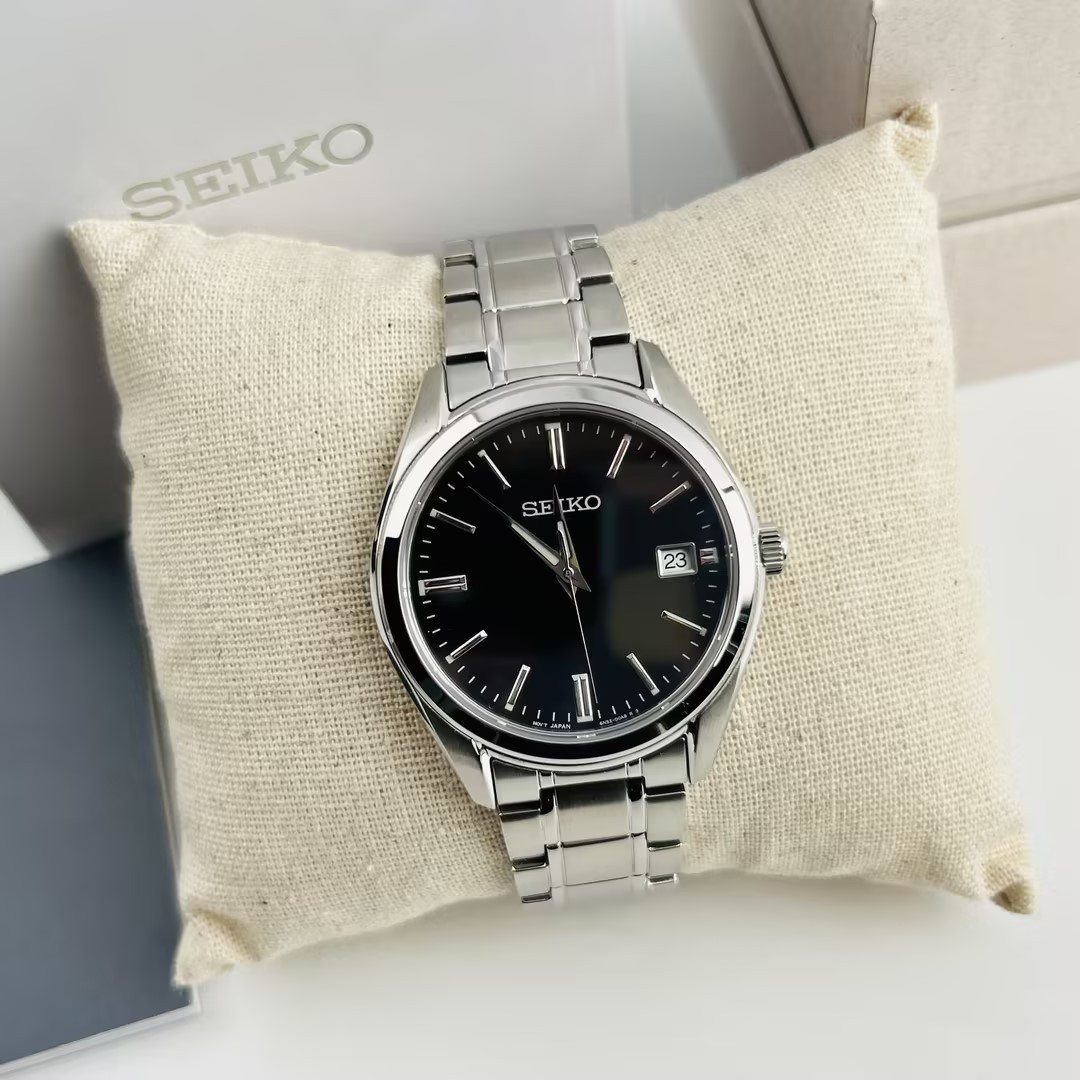 Seiko Essentials SUR311 Black Dial Stainless Steel Men's Quartz Watch 40.2mm New
