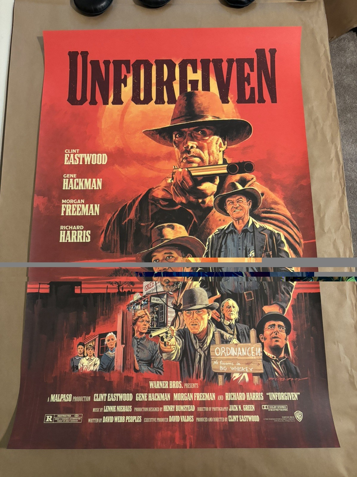 Paul Mann Unforgiven Screen Print Movie Poster Rare /90 Eastwood Western Art