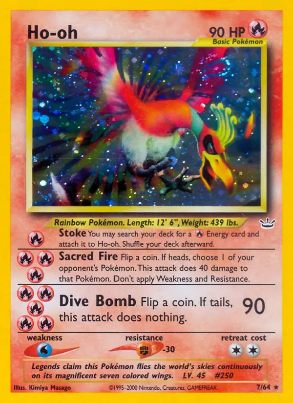 Ho-oh - 7/64 - Pokemon Neo Revelation Unlimited Holo Rare Card WOTC HP