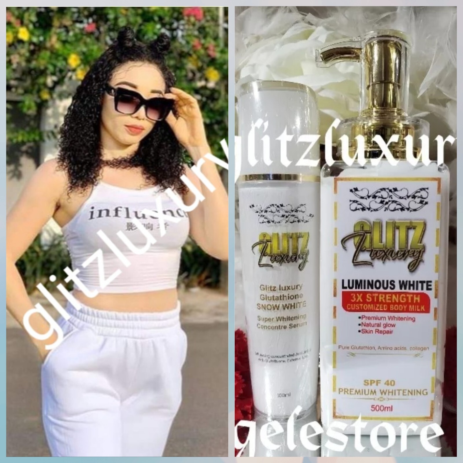 2pcs: Glitzluxury LUMINOUS WHITE 3x body milk & Serum set👌👌👌👌