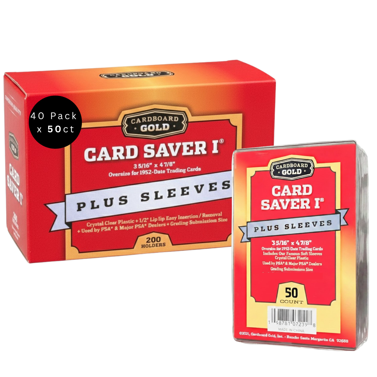 2000 Card Saver 1 Semi Rigid Card Holders Plus 2000 Soft Sleeves