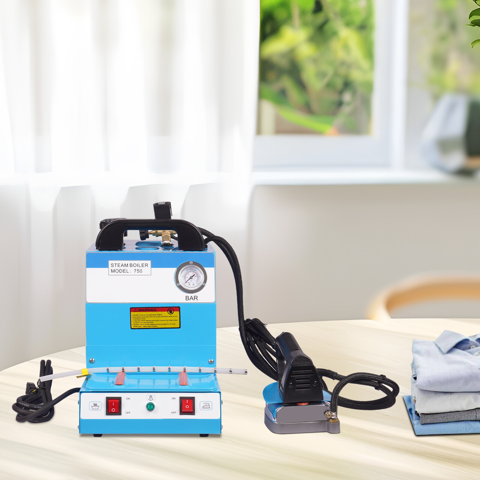 Electric Steam Iron with Boiler for Dry Cleaner Curtain Blue 110V Commercial