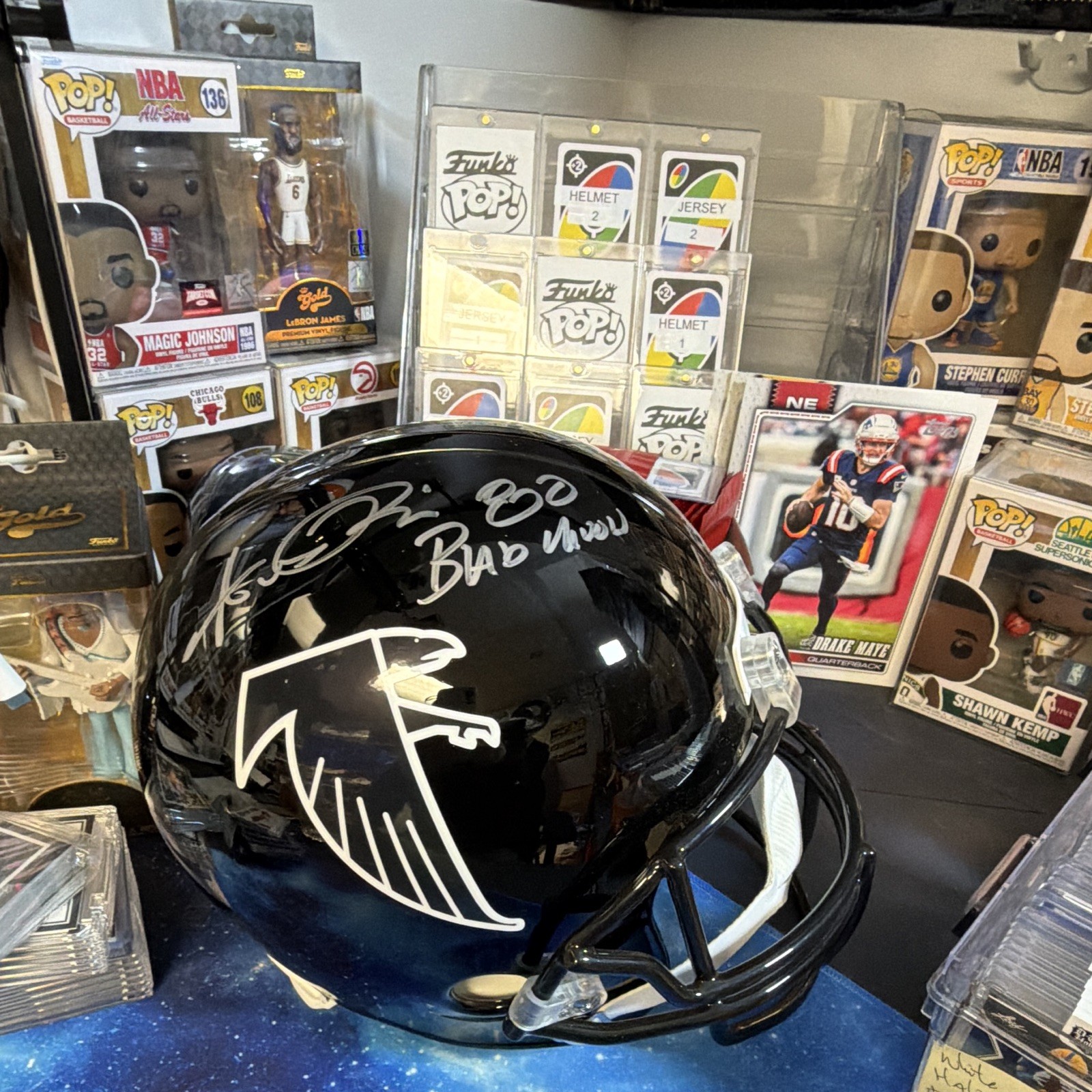 Andre Risen Signed Falcons Helmet “Bad Moon” inscription Auto SS COA