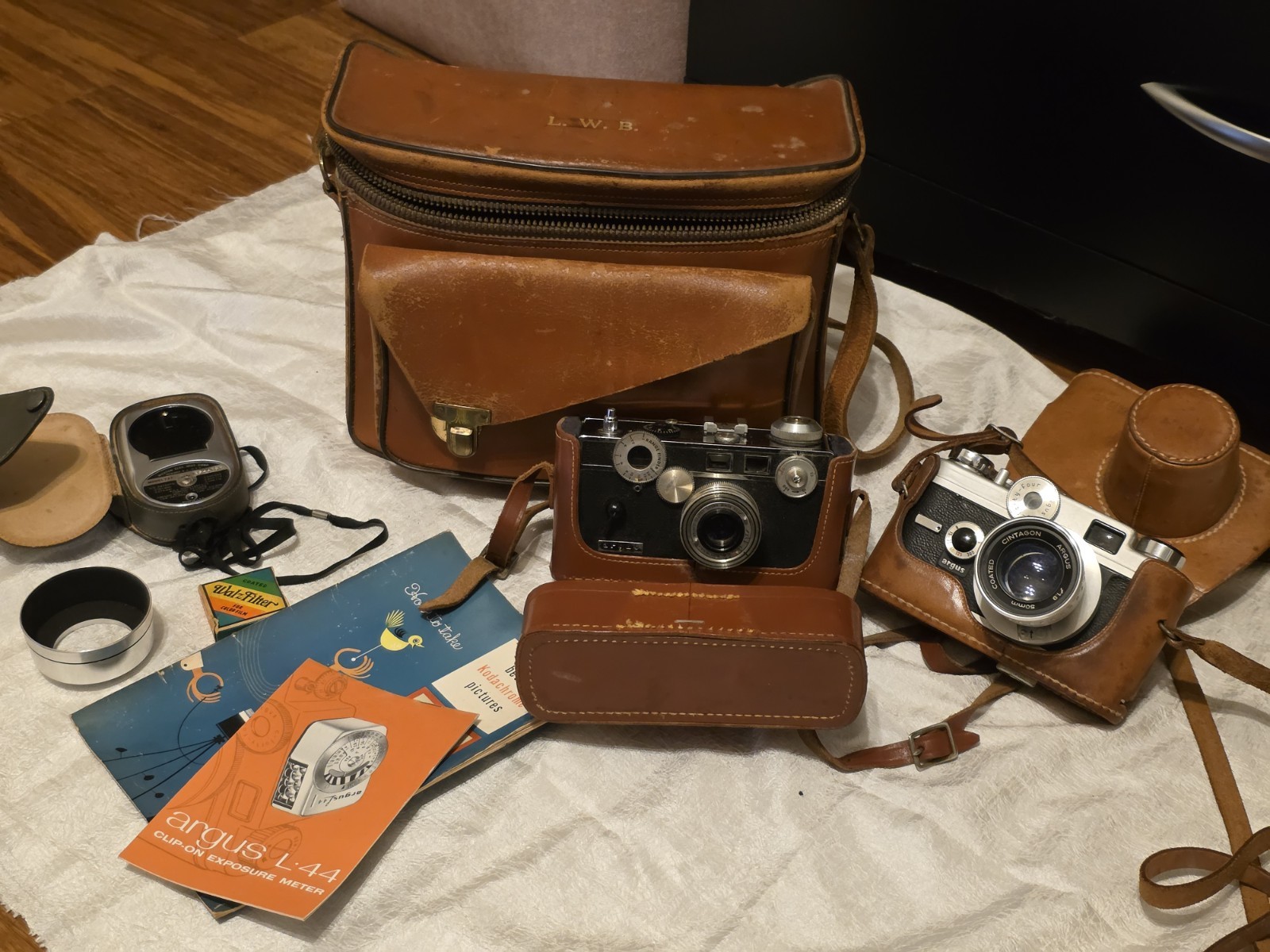 Vintage Antique Argus 2 Camera Set with Accessories Paperwork And Cases Vintage Antique Argus 2 Camera Set with Accessories Paperwork And Cases