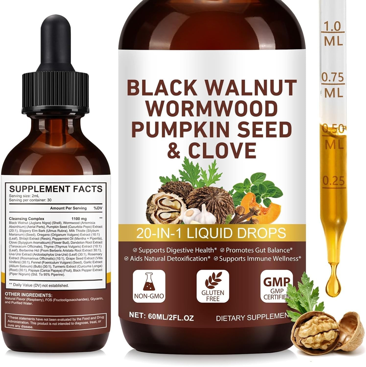 Parasite Cleanse Tincture/Extract-Wormwood,Black Walnut Hull, Clove,Best Quality