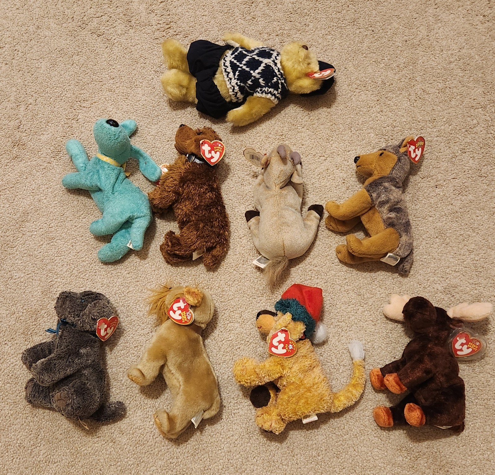 Vintage TY Beanie Baby Lot of 9 with Tags 90s 2000s Plush Toy Collectible