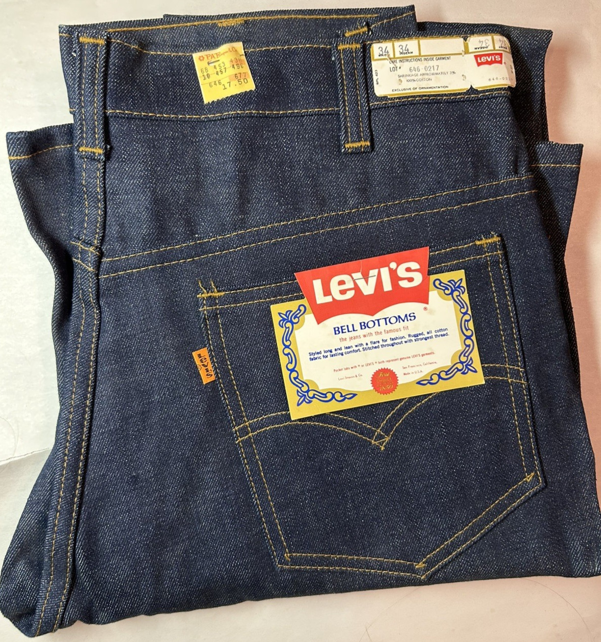 Vintage NWT Levi’s Bell Bottoms 646-0217 Orange Tab 34X34 Deadstock USA P 4 Vintage NWT Levi’s Bell Bottoms 646-0217 Orange Tab 34X34 Deadstock USA P 4