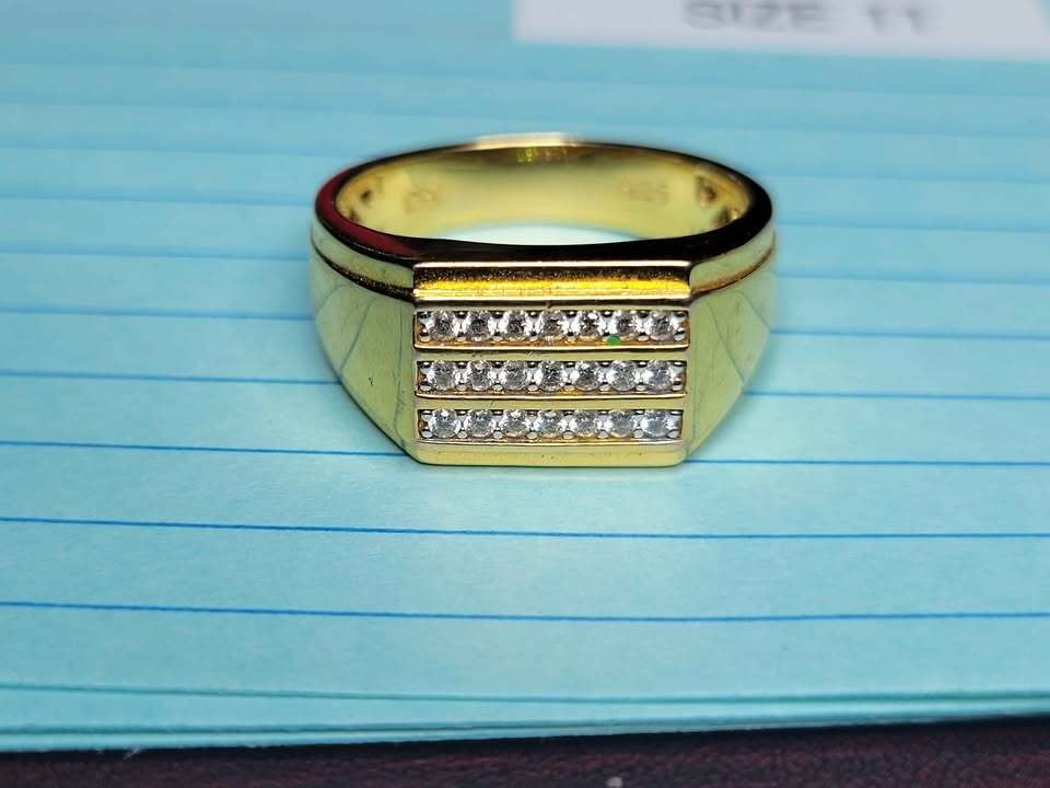 18K Gold Vermeil Sterling Silver 925 Men\'s Ring Size 11 18K Gold Vermeil Sterling Silver 925 Men\'s Ring Size 11