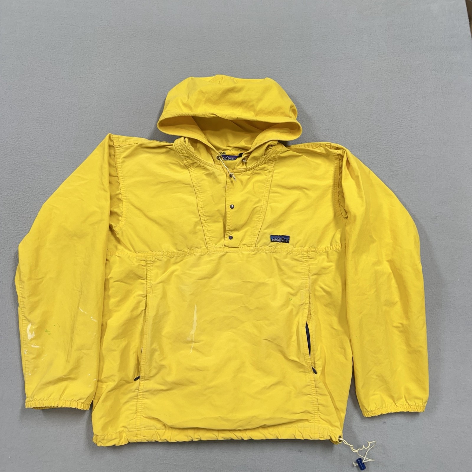 Vintage Patagonia Jacket Mens M Yellow Nylon Hooded Anorak Pullover USA