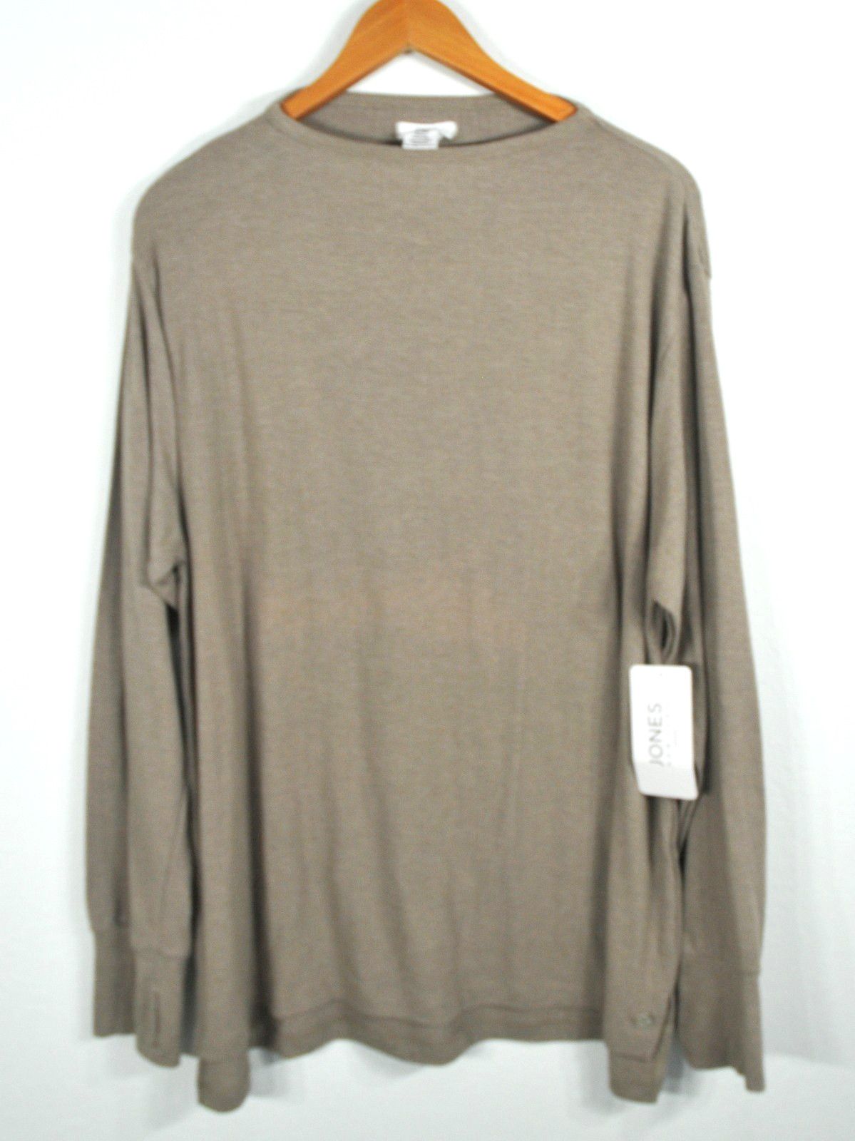 Jones New York Sport Women’s 2X Stone Beige Thumbhole Long Sleeve Tunic Top NWT