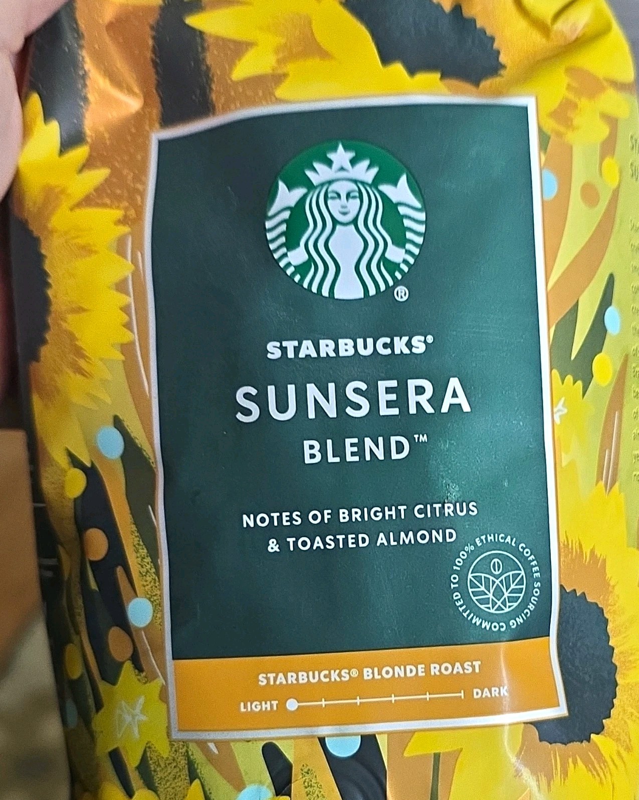 Starbucks Sunsera Blend Whole Bean Light Roast 100% Arabica 16 oz Citrus Starbucks Sunsera Blend Whole Bean Light Roast 100% Arabica 16 oz Citrus