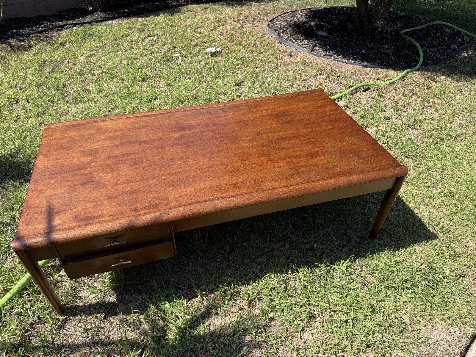 Vintage Drexel Parallel Coffee Table Mid Century Modern MCM 52” Two Drawer