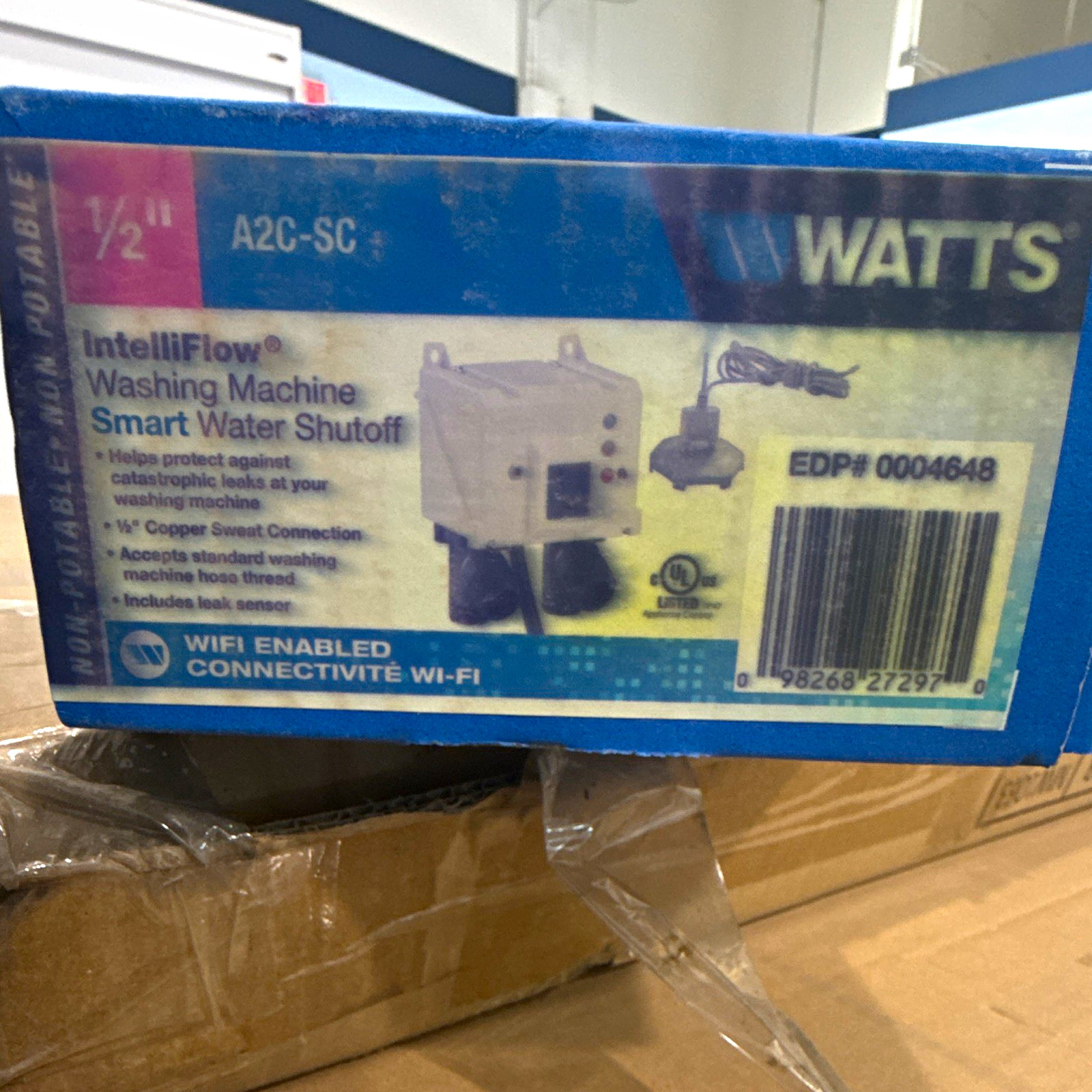 Watts IntelliFlow A2C-SC Smart Water Shutoff 1/2 in Wi-Fi w/ Leak Sensor