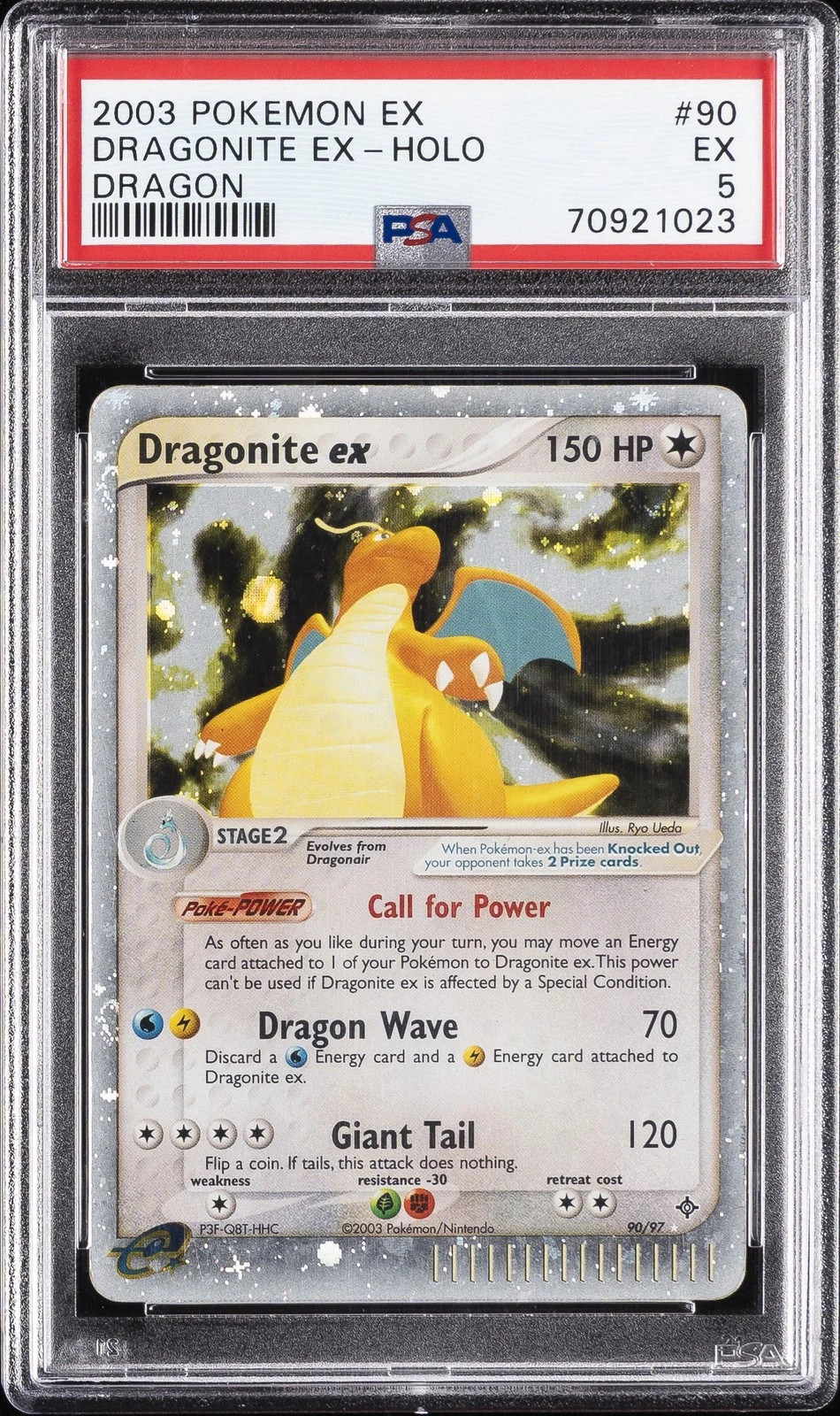 2003 POKEMON EX DRAGON #90 DRAGONITE EX-HOLO PSA 5 2003 POKEMON EX DRAGON #90 DRAGONITE EX-HOLO PSA 5