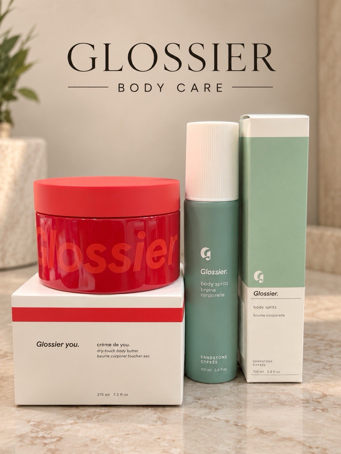 Glossier Body Crème De You Body Butter 7.2 Oz + Glossier Body Spritz 3.4oz New