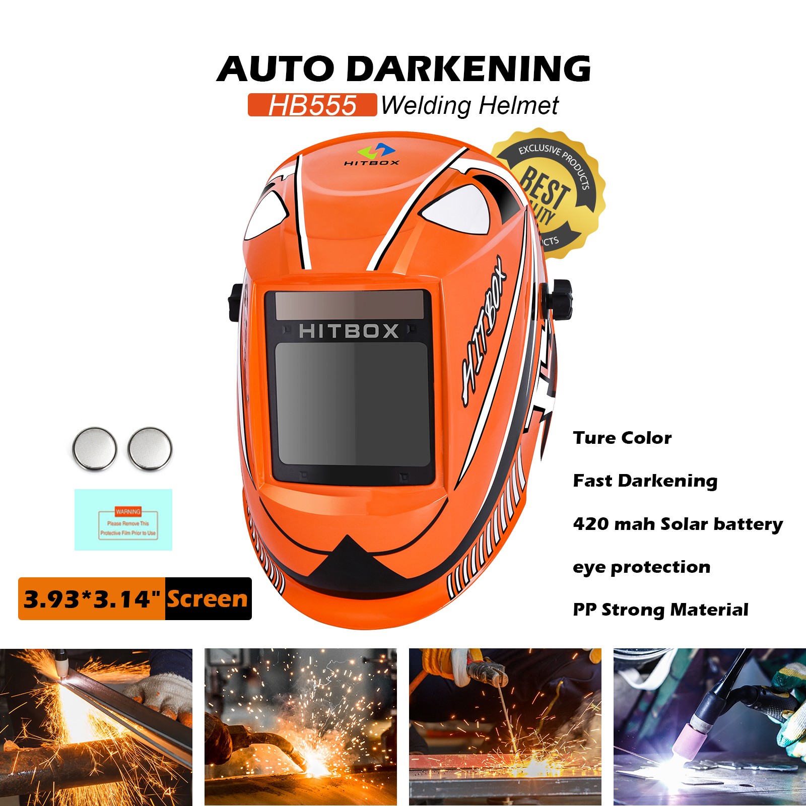 Large View Area Welder Helmet True Color Auto-Darkening Welding Helmet/Hood/Mask
