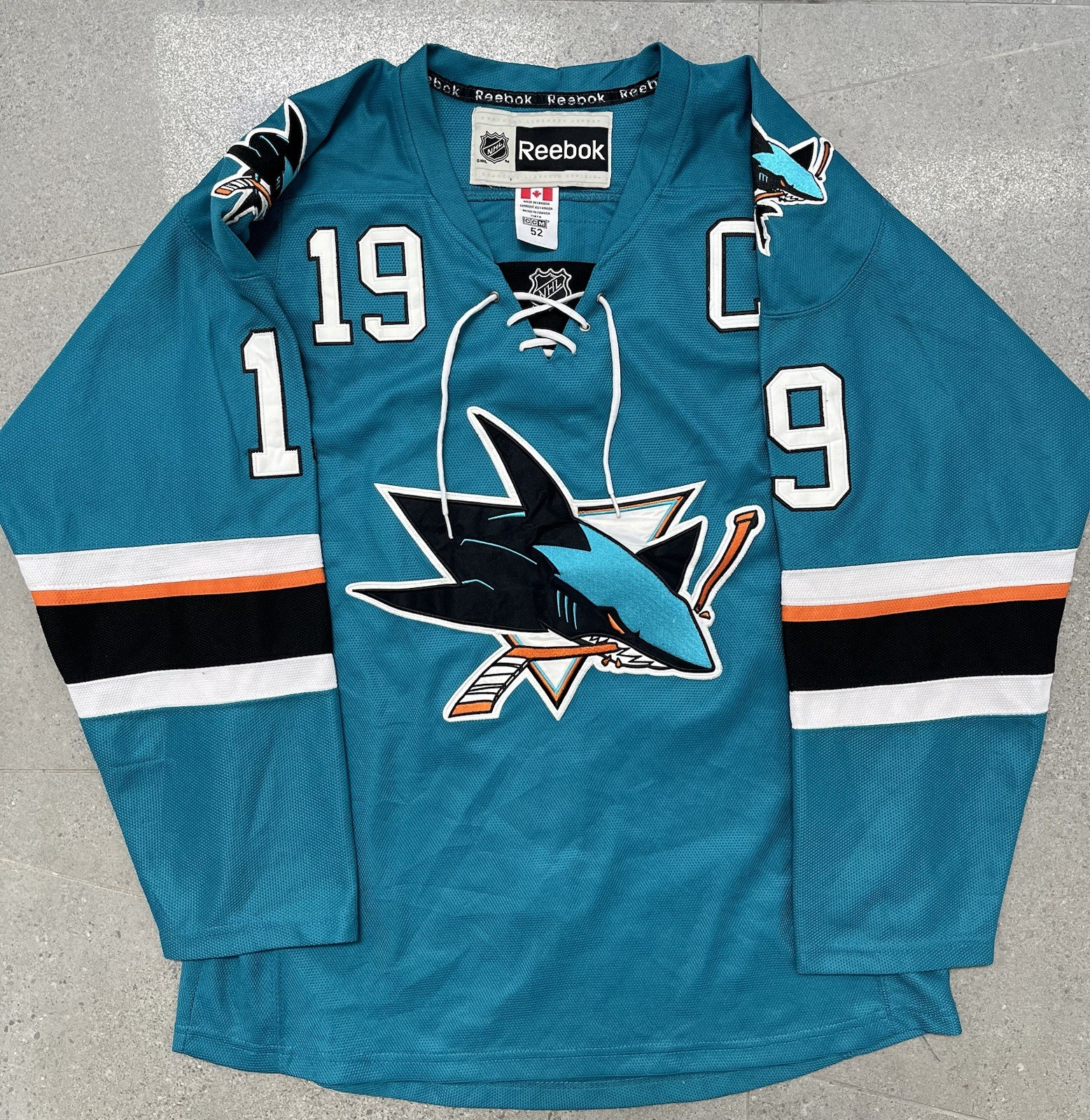 Vintage Reebok CCM San Jose Sharks NHL Joe Thornton #19 C Jersey size 52 Vintage Reebok CCM San Jose Sharks NHL Joe Thornton #19 C Jersey size 52