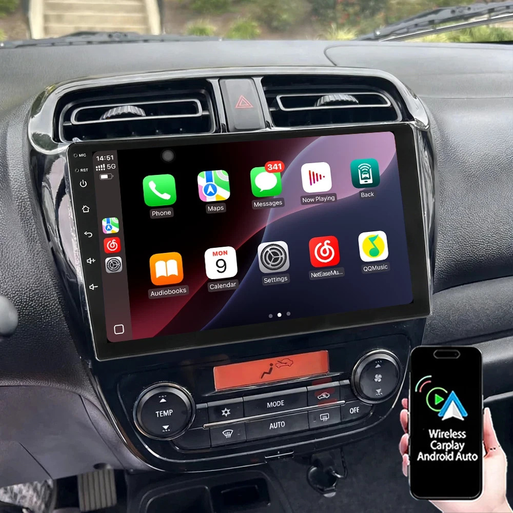 Android 15 For 2012-2023 Mitsubishi Mirage CarPlay Car Stereo Radio GPS Navi FM