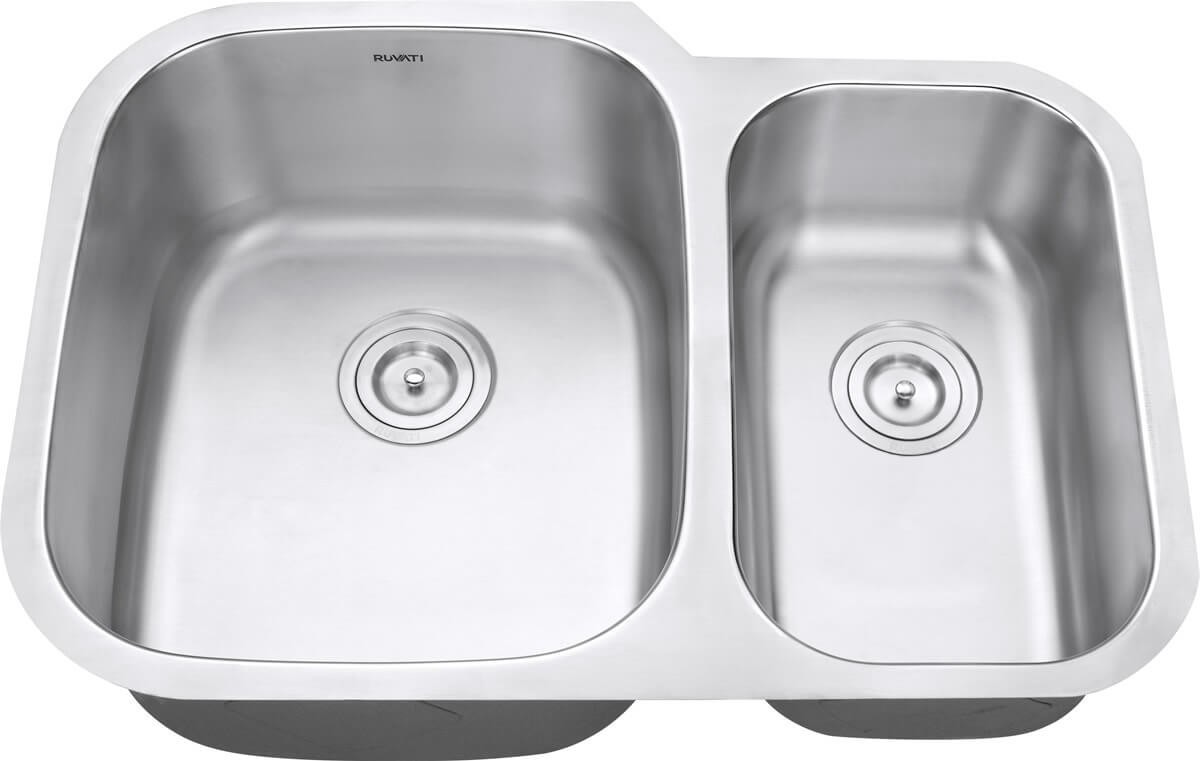 Ruvati 29-inch Undermount 60/40 Double Bowl 16 Gauge Kitchen Sink- RVM4500