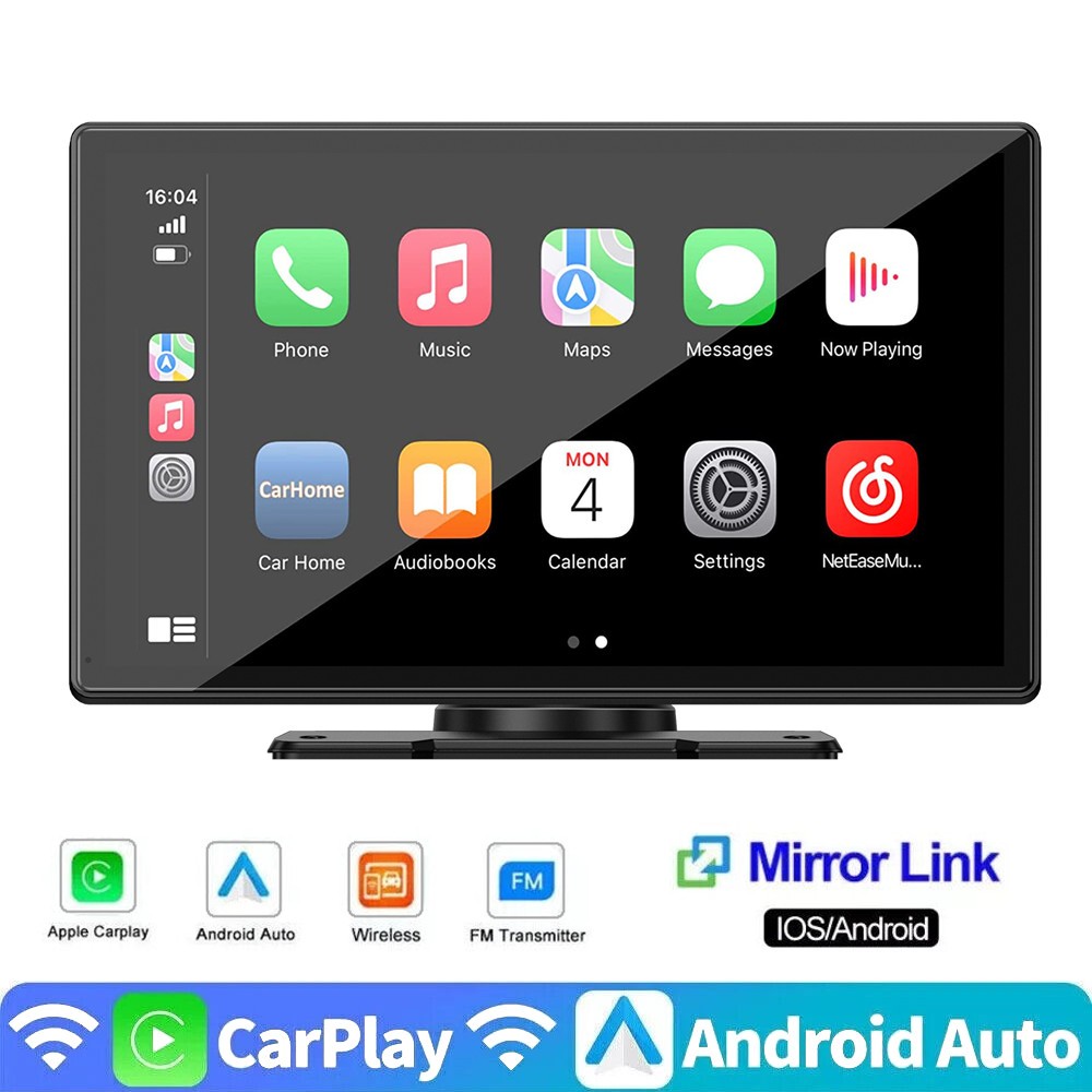 Lamtto 9in Touch Screen Car Bluetooth FM Wireless Apple CarPlay Android Auto