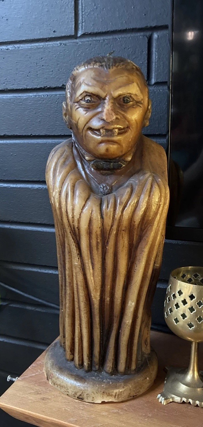 Rare 60’s 70’s Oversize Wax Count Dracula Gothic Halloween Candle Bela Lugosi
