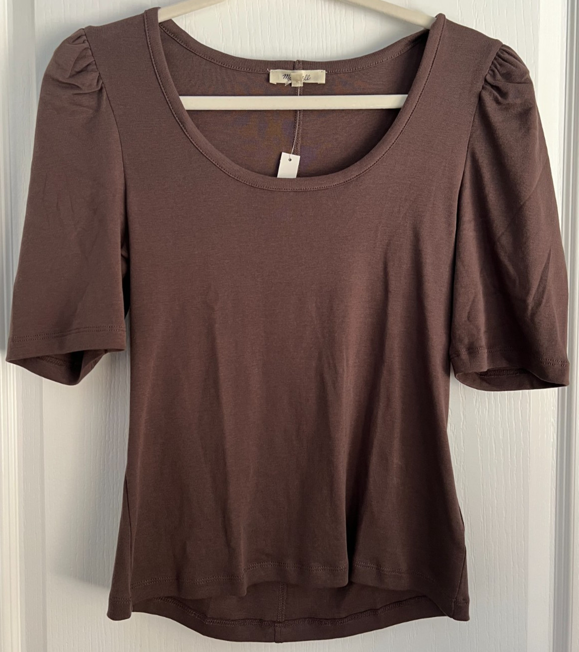 NWT Madewell Puff Sleeve Scoop Neck Top Tee in Roasted Chicory Brown Size M NWT Madewell Puff Sleeve Scoop Neck Top Tee in Roasted Chicory Brown Size M