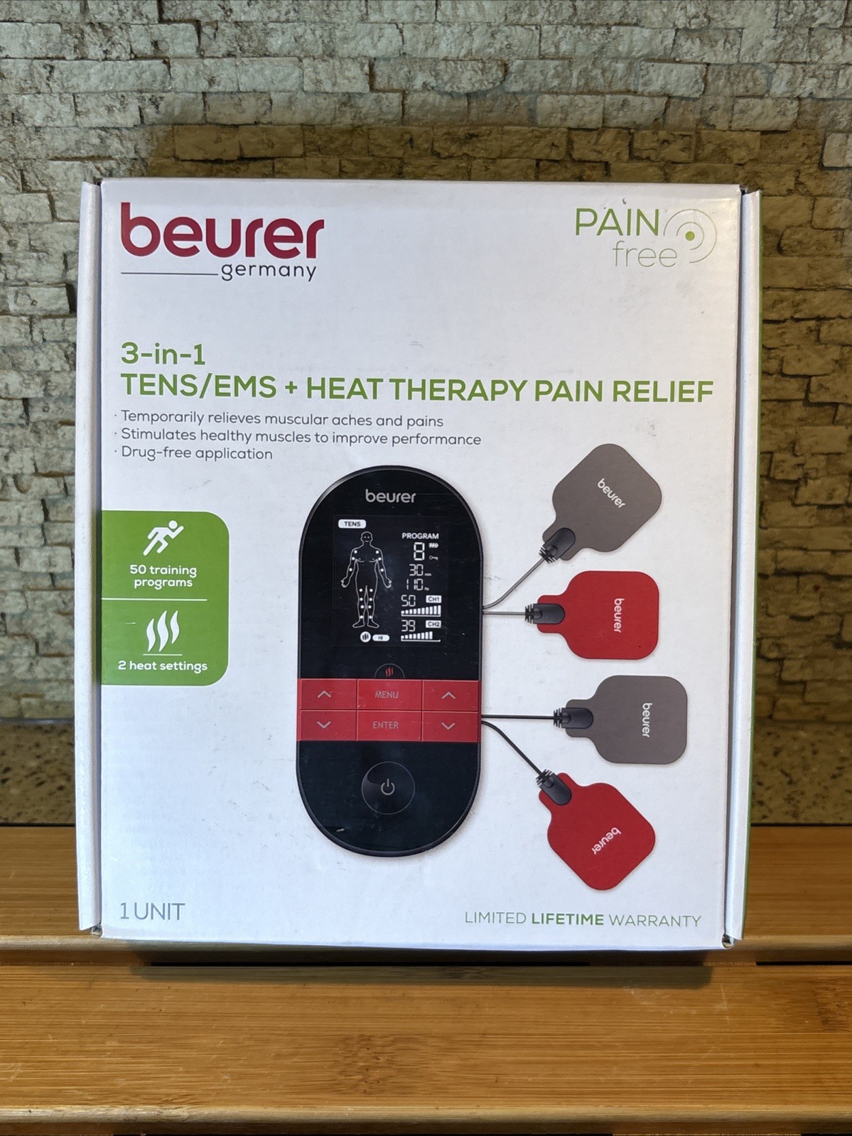 Beurer EM59-2  3-in-1 Tens/Ems + Heat Therapy Pain Relief New Sealed