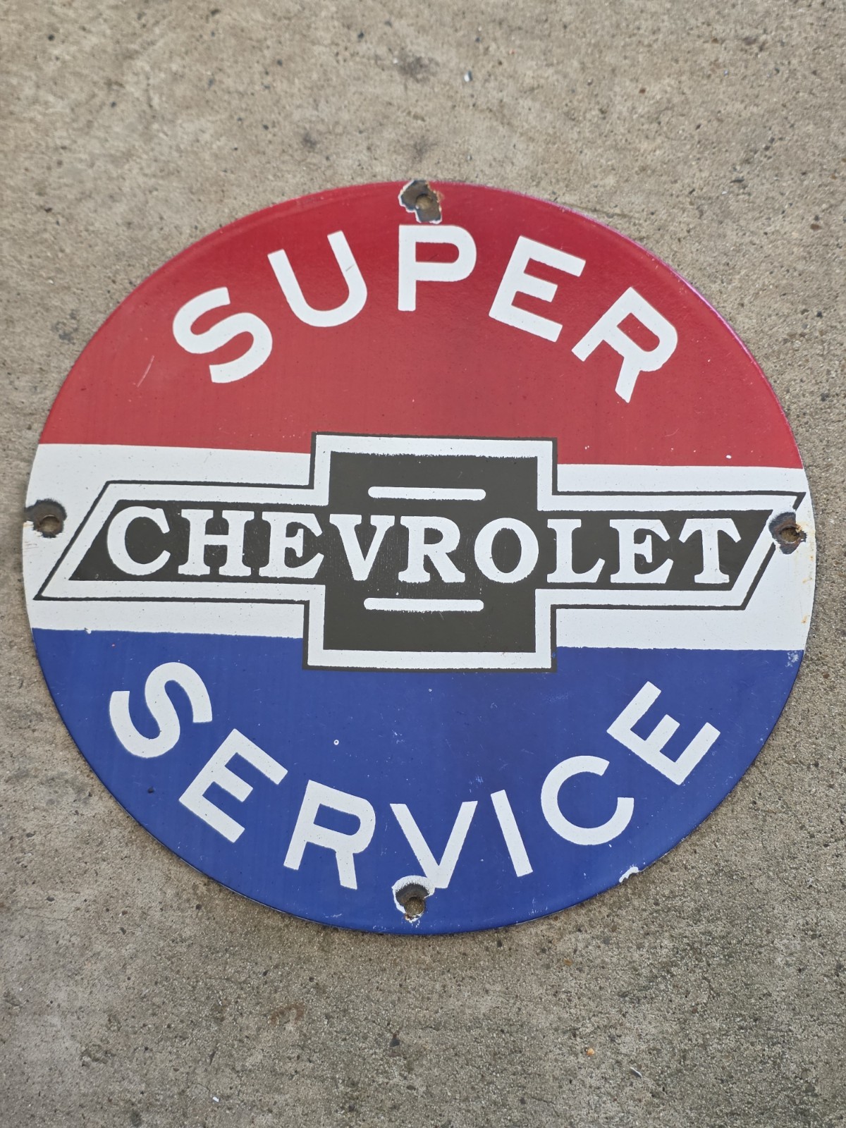 VINTAGE SUPER CHEVROLET SERVICE PORCELAIN SIGN 12\