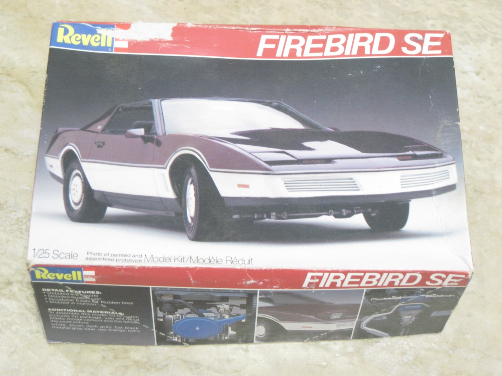 Revell 1982 Plastic Model Kit Firebird SE 1/25 Scale Maroon #7217 Preowned ++
