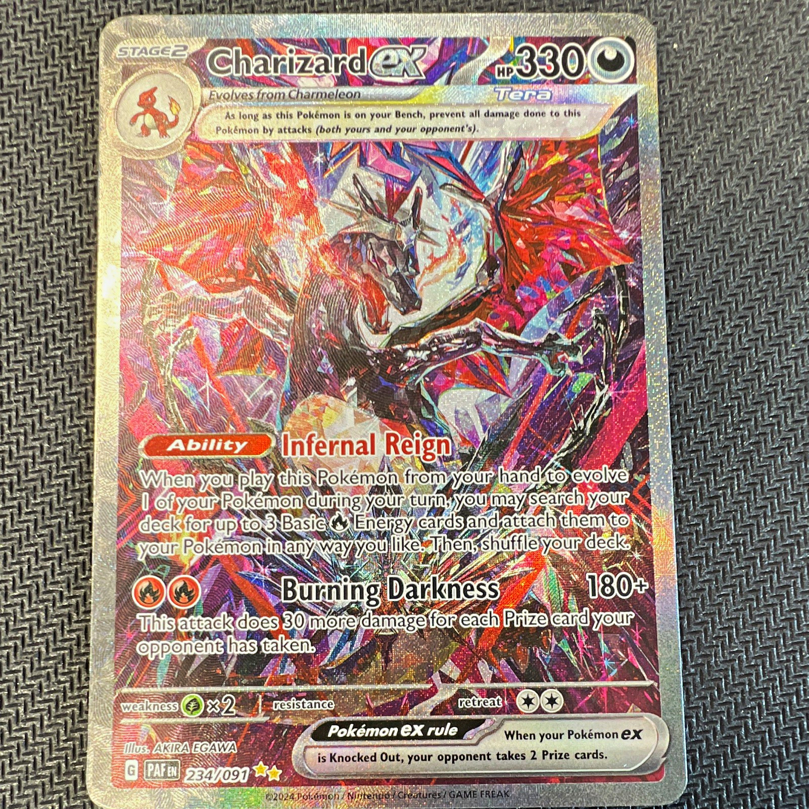 Charizard ex SV: Paldean Fates 234/091 SIR Full Art Holo Eng 330 HP Egawa Charizard ex SV: Paldean Fates 234/091 SIR Full Art Holo Eng 330 HP Egawa