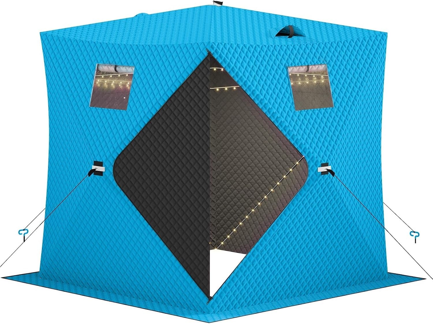 3-4 Person Insulated Portable Ice Shelter 300D Pop-Up Ice Fishing Shanty Tent