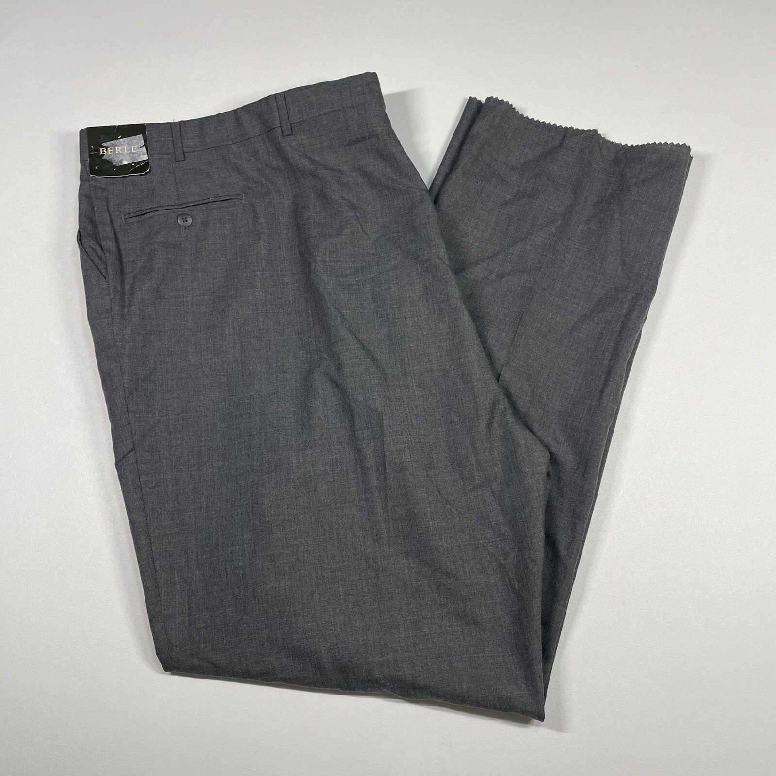 Vintage Berle Pants Men’s 56 Gray Wool Blend UNHEMMED USA MADE MEASURES 54 NEW