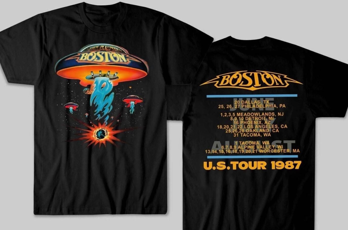 Boston Tour 1987 Rock Concert Band T-Shirt Us World Fans Band music Double-Sided