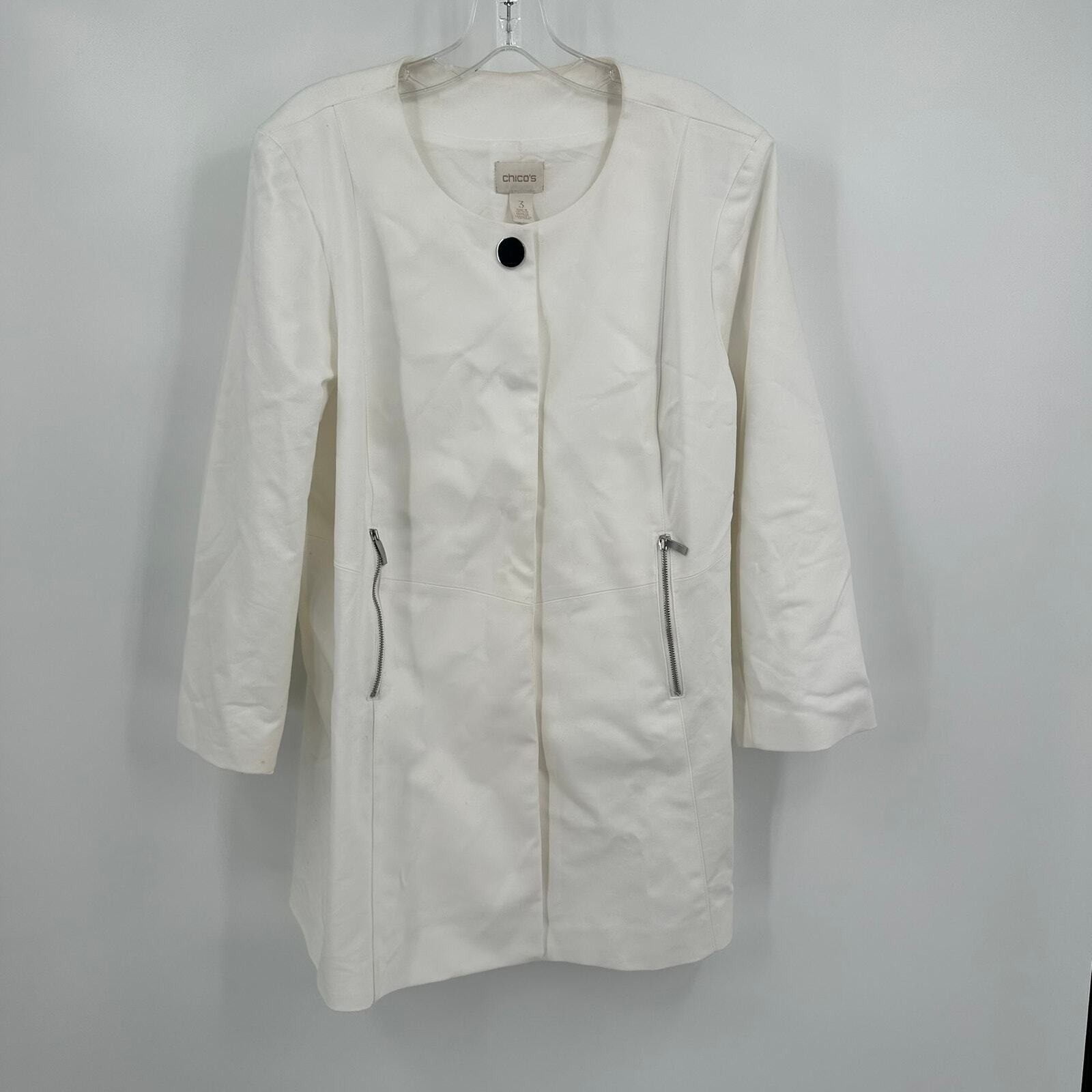 Chicos Womens Minimalist Topper Jacket Sz 3 US XL Quiet Luxury Professional Chic
