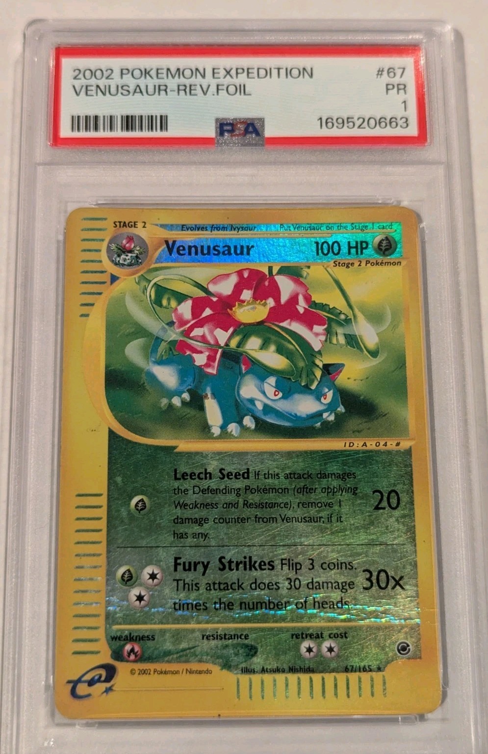 2002 Expedition Venusaur REVERSE Foil PSA 1 #67/165 Vintage Pokemon