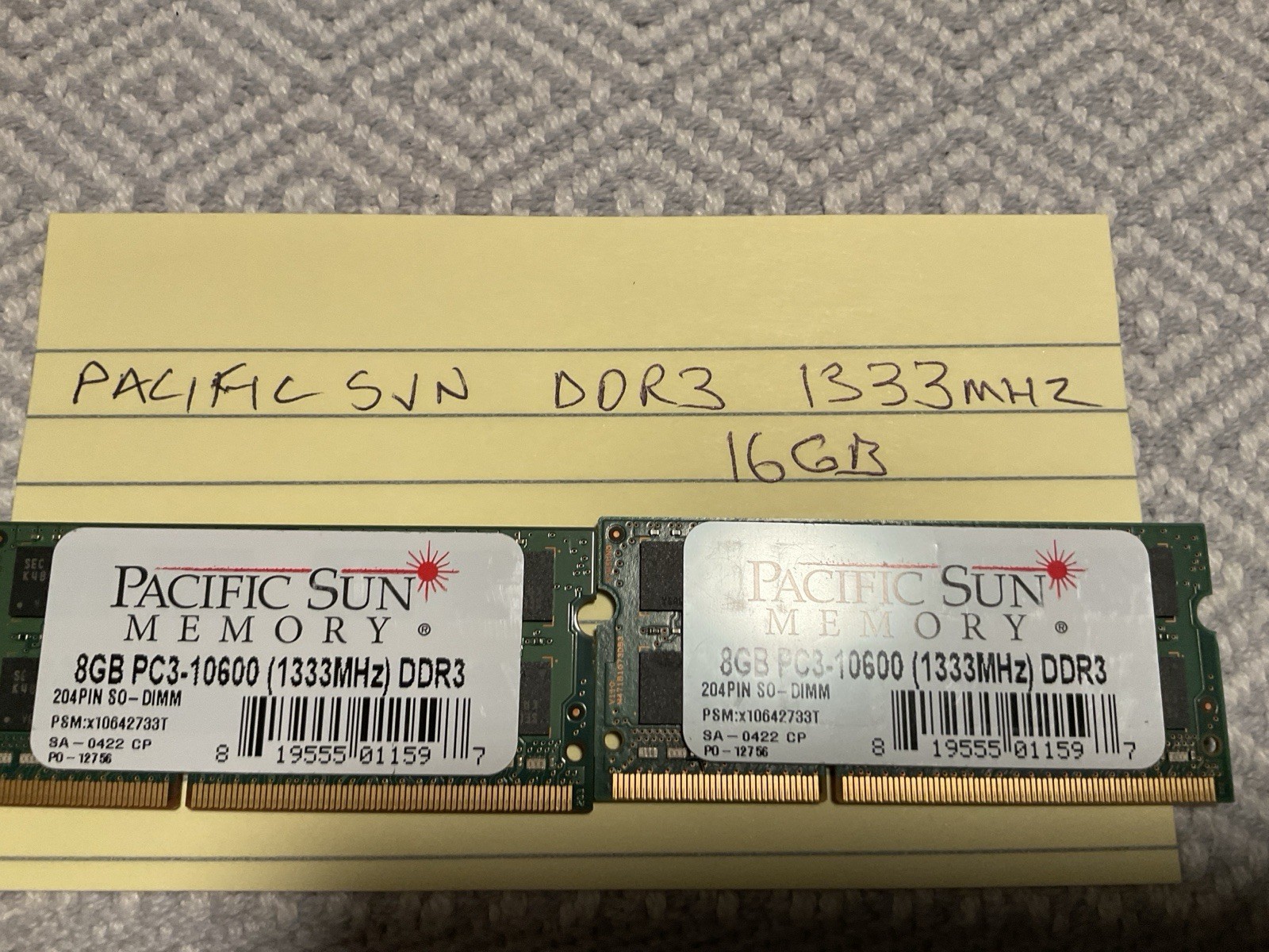 16GB Pacific Sun Memory PC3 DDR3 SODIM 2 X 8 GB 16GB Pacific Sun Memory PC3 DDR3 SODIM 2 X 8 GB