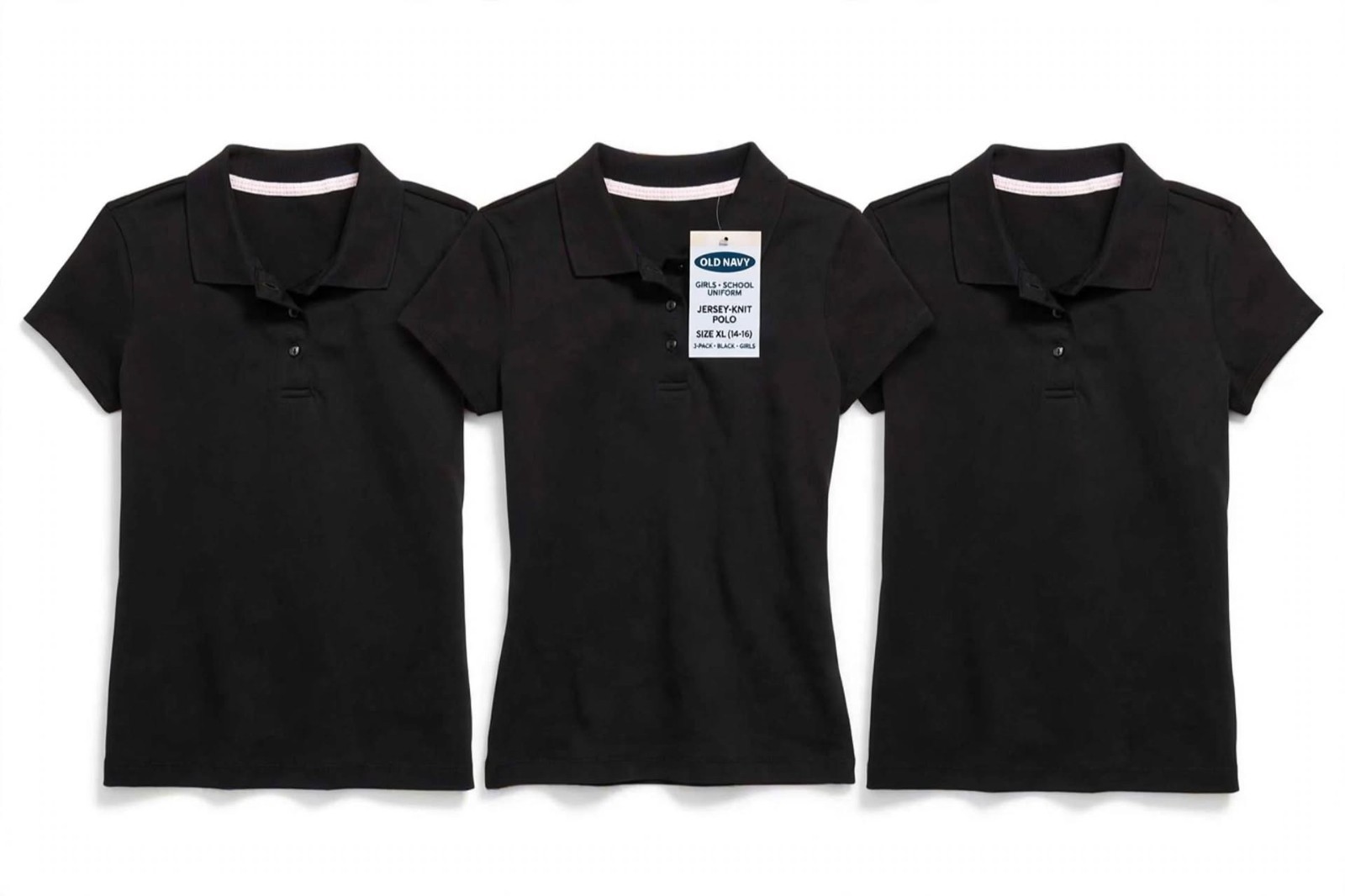 3-Pack Old Navy Girls School Uniform Polo Shirts Black XL 14-16 NWT Lot 3-Pack Old Navy Girls School Uniform Polo Shirts Black XL 14-16 NWT Lot