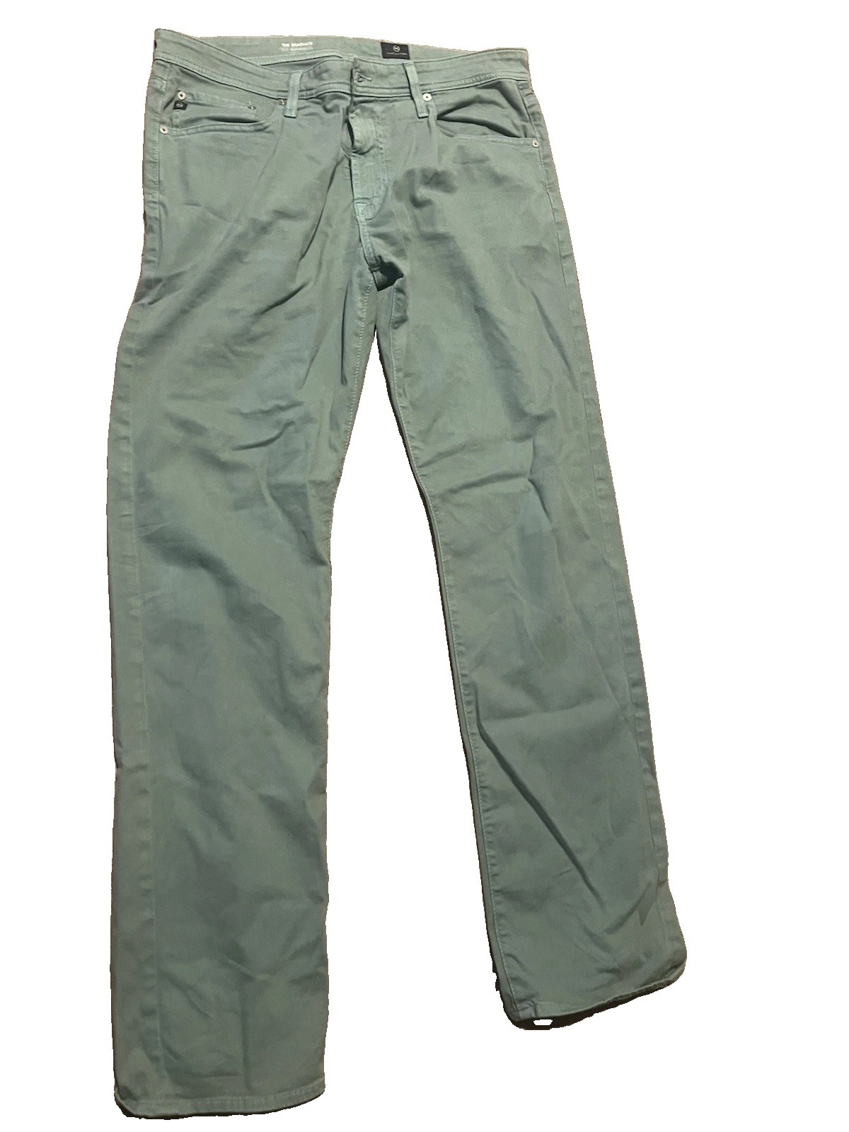 AG Adriano Goldschmied The Graduate Slim Straight Chinos 36W Green