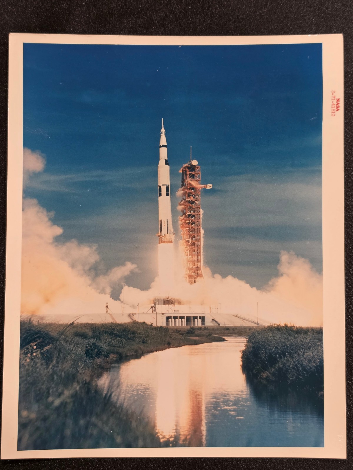 NASA Apollo 15 Saturn V Launch Red Number Photograph S-71-41810 Vintage