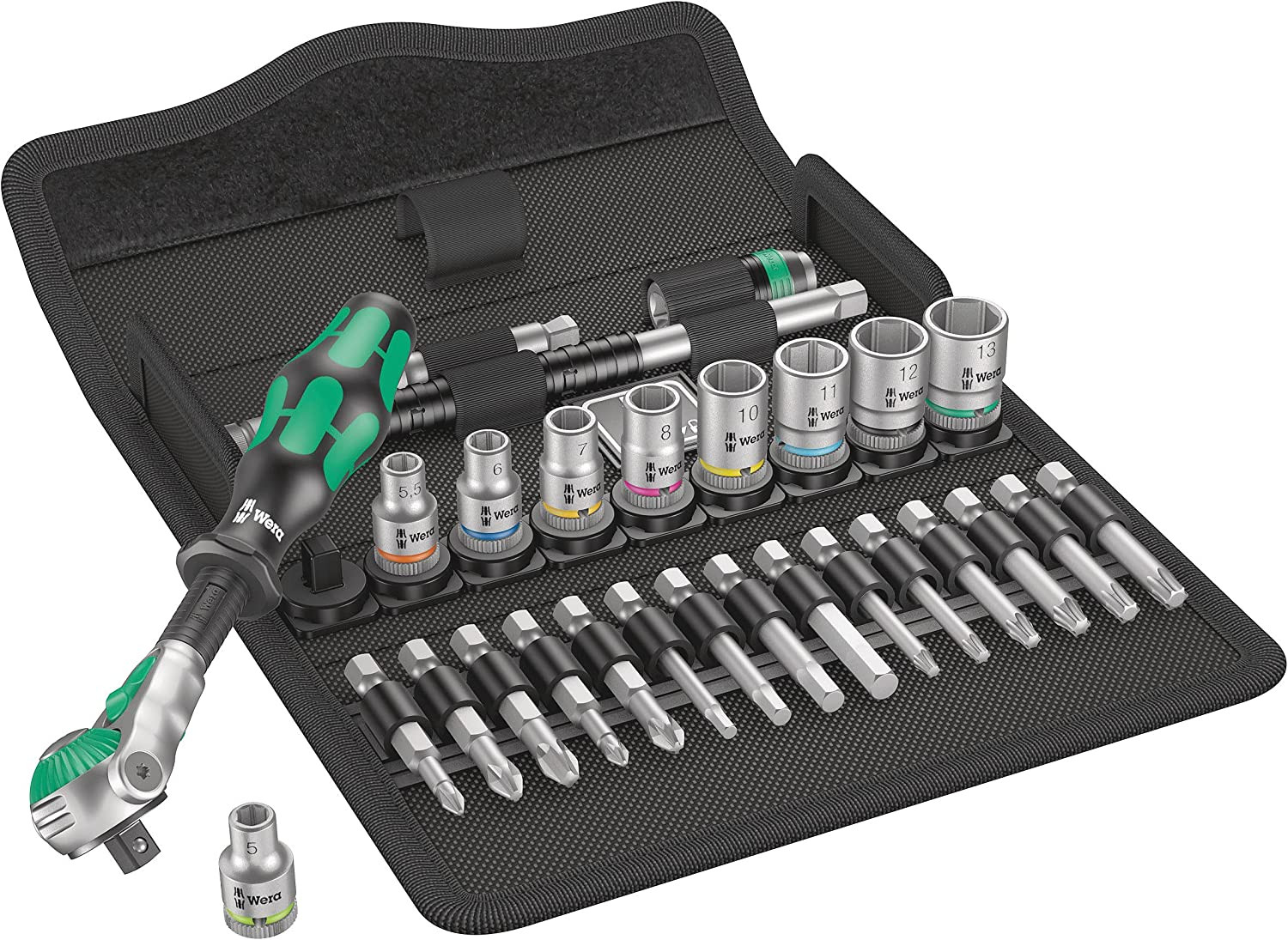 Wera 05004016001 8100 SA 6 Zyklop Metric Speed Ratchet Set, 28 Piece, 1/4\