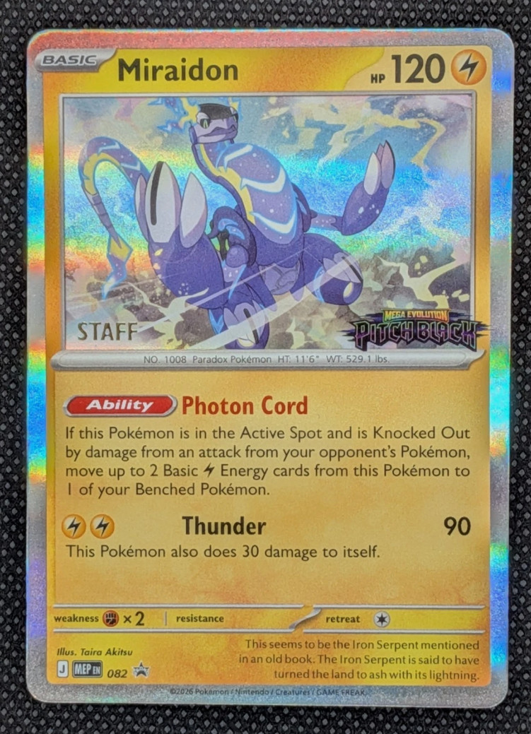 Miraidon STAFF STAMP 082 Pitch Black Pre-Release Holo MEP Promo Pokemon NM