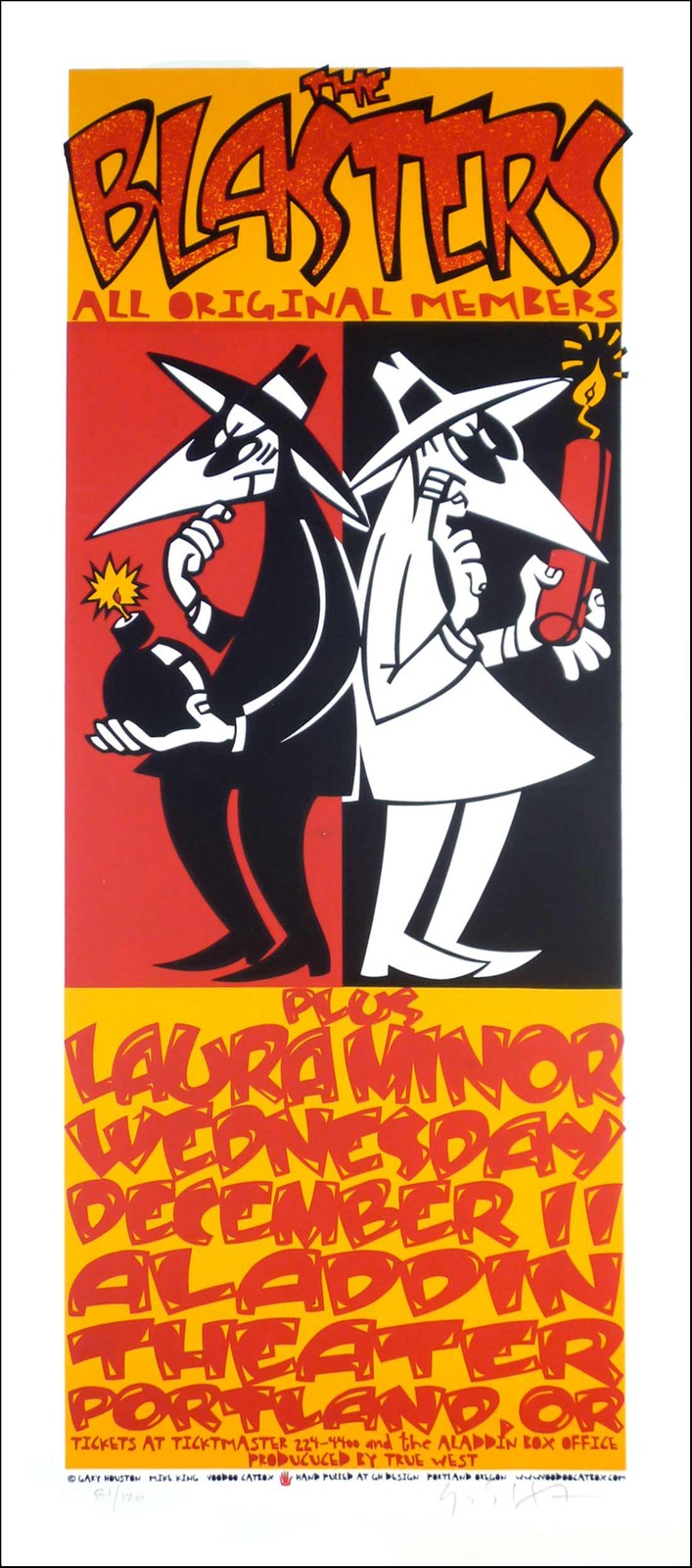 The Blasters Poster Aladdin Theater 2002 SN Hand-Signed Gary Houston Spy vs Spy